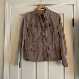 LOFT Tan Utility Jacket Lightweight Cotton Blend